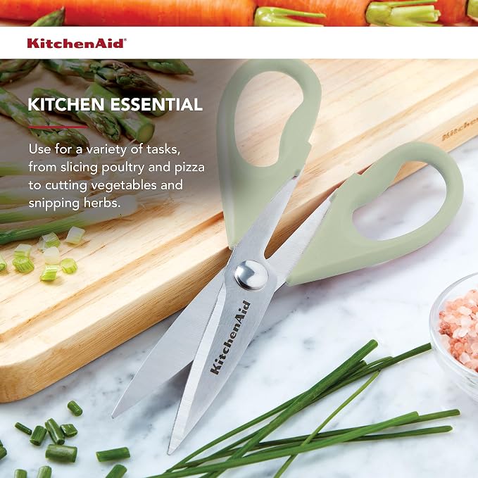 KitchenAid All Purpose Kitchen Shears with Protective Sheath Durable Stainless Steel Scissors, Dishwasher Safe, Soft Grip Comfort Handle, 8.72 Inch, Pistachio - Image 3