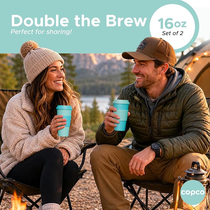 Copco Acadia Travel Mug with Lid, 16 Oz - Aqua & Mint, Set of 2 | Double Wall Insulated Tumblers with Spill Resistant Lids, Non Slip Grip, Slim Design Fits Car Cup Holders, Dishwasher Safe - Image 7