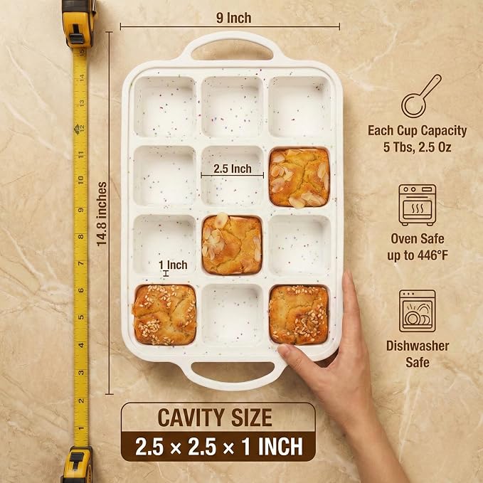 Silicone Brownie Pans with Dividers - 2 PACK - CREAM | Metal Reinforced Silicone Brownie Pans for Baking, Nonstick Brownie Pan, Easy Release Surface, Dishwasher Safe - Image 4