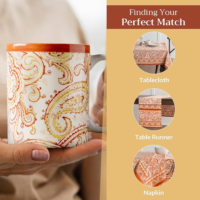 Maison d' Hermine Coffee Mug with Handles Tea Cups (12 Ounce, Pack of 1) | Fine Bone China Coffee Mugs for Hot Beverages Cappuccino Latte Home Hotel Spring Summer -Palatial Paisley - Paisley Autumn - Image 6