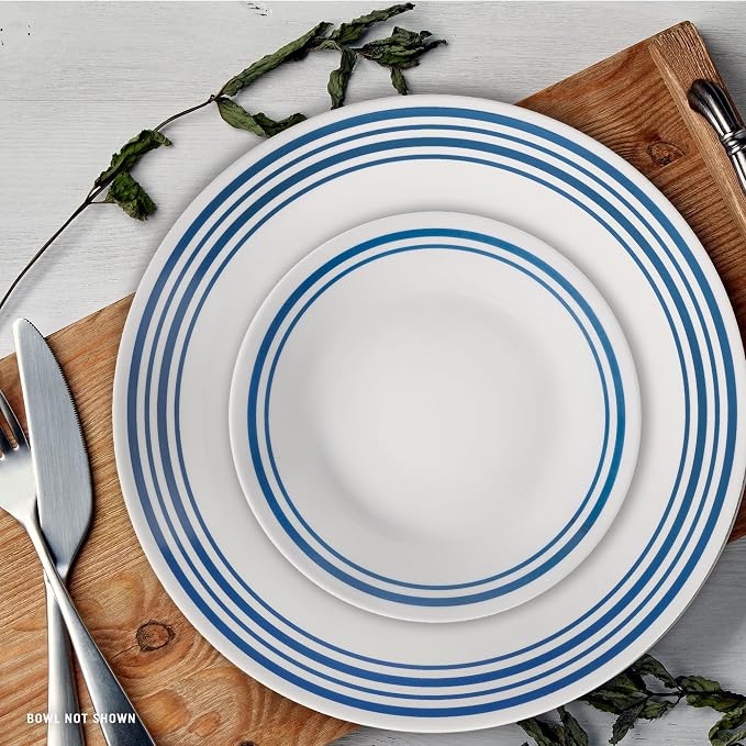 Corelle Vitrelle 18 Piece Glass Dinnerware Sets Service for 6, Triple Layer Chip & Crack Resistant Glass Plate and Bowl Sets, Laila - Image 8