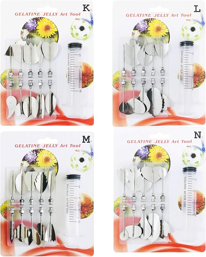 Woohome Art Cake Tools, 3D Gelatin Jelly Tools Includes 40 PCS Gelatin Tools and Making Pudding Pastry Nozzles for Cake Decoration, Jelly Cake making, (Style: KLMN)