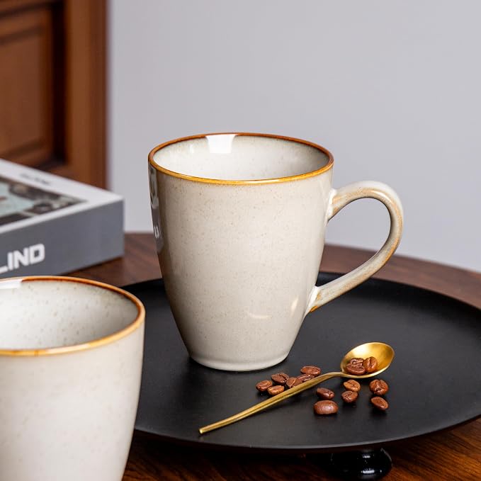 MONITO 17 OZ Coffee Mugs Set of 4, Large Ceramic Blue Coffee Mugs Set with handle for Tea/Latte/Milk/Cocoa, Funny Tea Cups for Office and Home, Engagement Gifts. (Gray-yellow) - Image 4