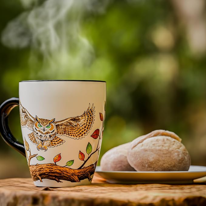 Color Changing Owl Coffee Mug 12oz – Heat Sensitive Ceramic Cup with Floral Reveal – Gifts for Owl Lovers, Unique Coffee Mugs for Women, Christmas Holiday Gift, Perfect for Coffee, Tea or Cocoa - Image 3