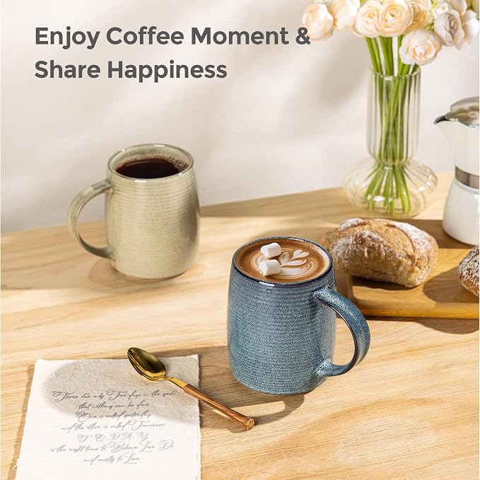 GBhome Large Ceramic Coffee Mugs Set of 6, 18oz Handmade Stoneware Coffee Mugs Set for Latte/Cappuccino/Hot Cocoa, Dishwasher & Microwave Safe, Multi-Color - Image 5