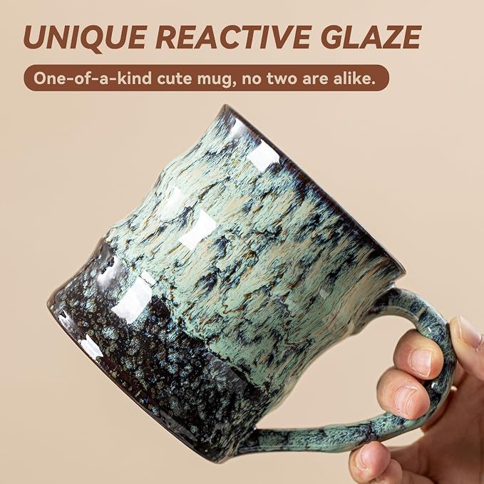 Unique Reactive Glaze Ceramic Coffee Mug - 15 oz Large Coffee Cup M-HY030-43-ZJXLv - Image 2