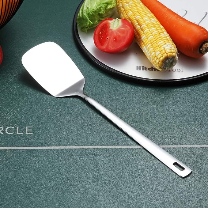 Stainless Steel Spatulas, Berglander Solid Turner,Barbecue Metal Spatulas Turner For Cooking, Kitchen Spatula For Nonstick Cookware, Dishwasher Safe, Easy to Clean - Image 2
