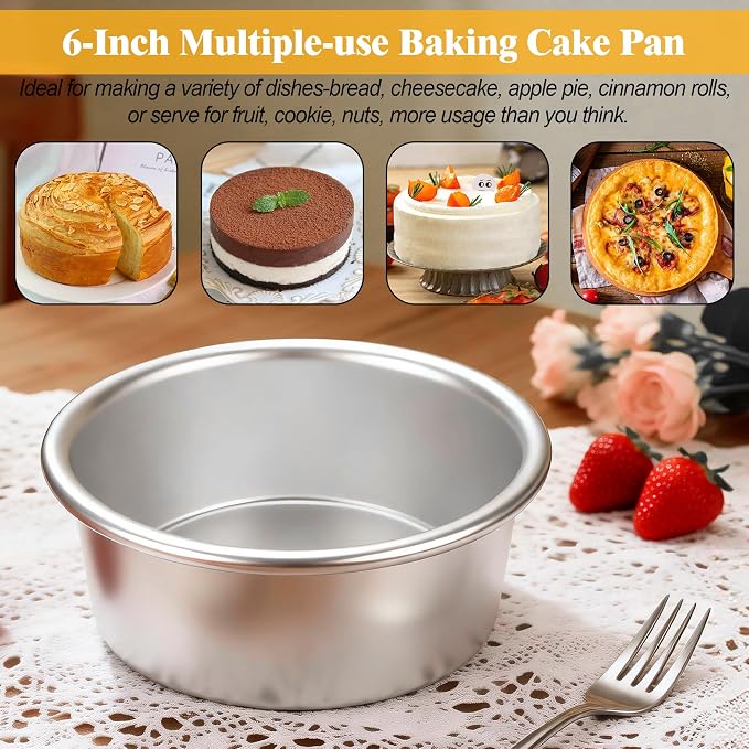 6 Inch Cake Pans, 2PCS Nonstick Small Cake Pans With 60PCS Parchment Paper | Aluminum Pans for Birthday Smash Layer Cakes, Round Cake Pans for Home Kitchen, Leak proof &6 X 3 Inch, Heavy Duty &Oven Safe - Image 5