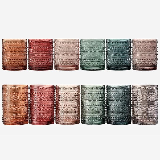 Hobnail Highball Glasses, Vintage Beaded Tumblers Set of 12, 14 & 11 oz | Vintage Beaded Design, Embossed Bubble Texture, Comfortable Grip, Ideal for Water, Whiskey, Cocktails, Wine & Mixed Drinks, - Image 7