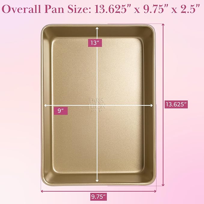 Paris Hilton Nonstick Carbon Steel Bakeware Collection, 13-Inch x 9-Inch Multipurpose Pan, Dishwasher Safe, Made without PFOA and PFAS, Pink Champagne Two-Tone - Image 5
