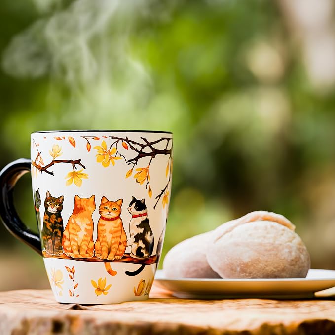 Color Changing Cat Friends Coffee Mug 12OZ - Ceramic Heat Sensitive Cup Hot Cocoa Tea Milk Mugs Hot Drinks and beverages Unique Beautiful Holiday Christmas gift Idea for Cat lovers Furparent women mom - Image 3