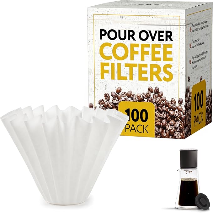 IMPRESA 100-Pack Pour-Over Coffee Filters - One Size, White - Flat-Bottom Design for Pour Over Coffee Dripper - Smooth Flow for Gooseneck - XF Filters Compatible With Fellow Stagg XF