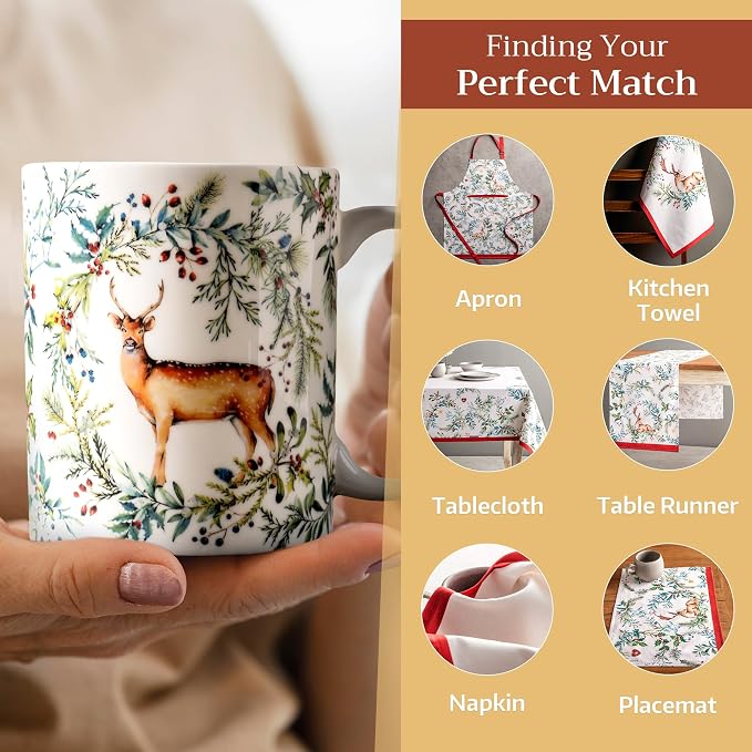 Maison d' Hermine Coffee Mug with Handles Tea Cups (15 Ounce, Pack of 1) | Fine Bone China Coffee Mugs for Hot Beverages Cappuccino Latte Home Restaurant Hotel Spring Summer -Holly Time - Biche - Image 6