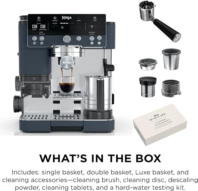 Ninja Luxe Café Premier Espresso & Rapid Cold Brew, Cyberspace, ES601CY | Drip Coffee, Built-in Coffee Grinder, Hands-Free Milk Frother, Assisted Tamper for Cappuccinos & Lattes - Image 9