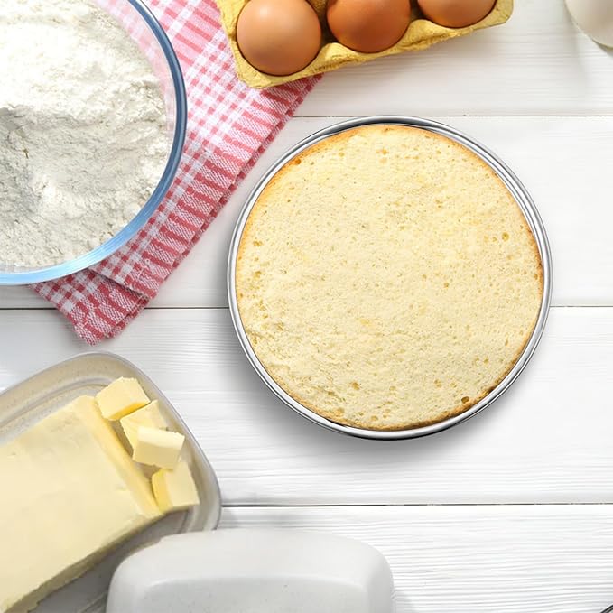 E-far 7 Inch Cake Pan Set of 2, Stainless Steel Round Baking Pans Tins Mold - Non-Toxic & Leak-Proof for Birthday Wedding Layer Tiered Cake, Easy Clean & Dishwasher Safe - Image 8