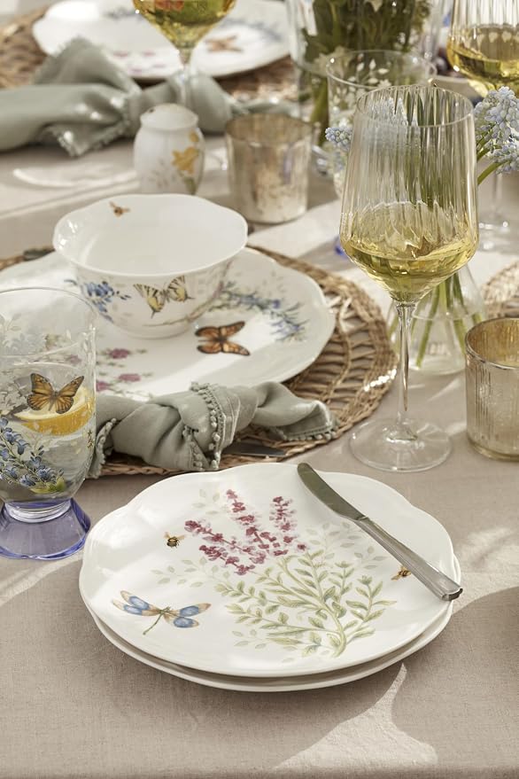 Lenox Porcelain Dinnerware Sets For 4, Butterfly Meadow Herbs 12-Piece Dinnerware Set, Service For 4, Microwave Safe Plates, White Dinner Plates and Bowls Sets, Dishes, Kitchen and Dining (12 Piece) - Image 5
