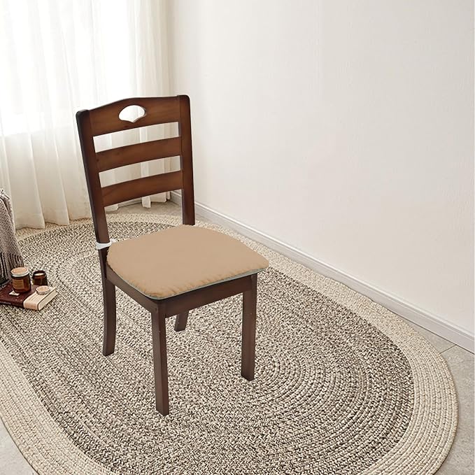 Plush Chair Cushion, Oval Chair Cushion Pad,Ultra Soft Nonslip Seat Pad,Comfortable Chair Cushion Cover,2PCS Memory Foam Chair Seat Cushion for Home Office Kitchen Dining Chairs Coffee - Image 7