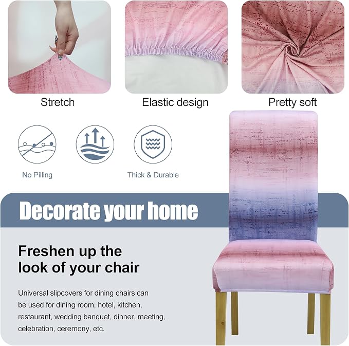 Dining Chair Covers, Stretch Seat Covers, Washable Furniture Protector | 4 Pack, Washable, Stretch Fit, Soft, Non Slip, Dining Chair Covers, Seat Protector, Furniture Cover,Easy Clean - Image 3