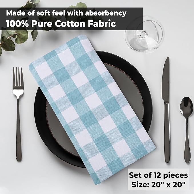 Urban Villa Cloth Napkins Cotton 20x20 (Set of 6) Aqua - Image 4