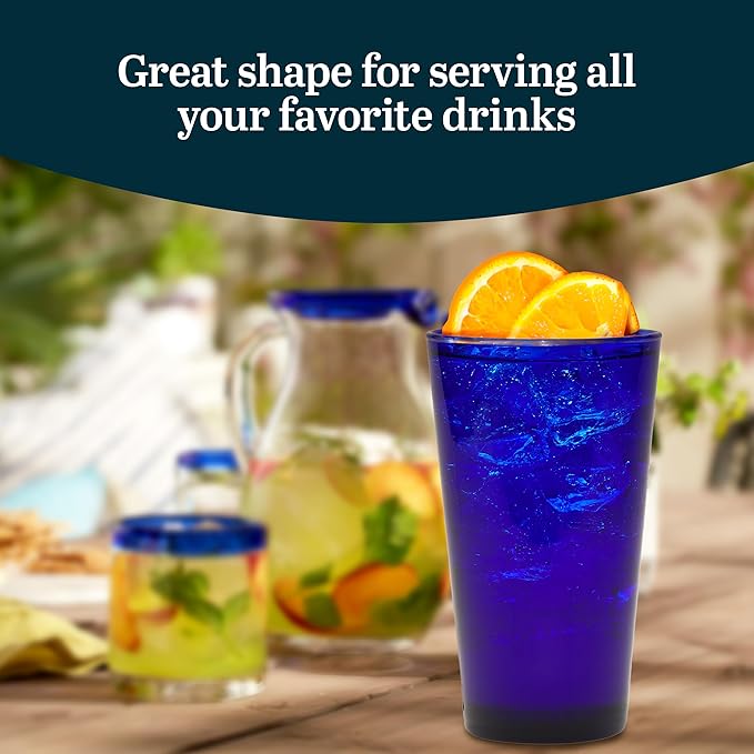 Libbey Cobalt Flare Drinking Glasses Set of 8, Classic Design Glass Cups for Soda, Water, Iced Tea and More, Dishwasher Safe Glass Cup Set for Beverages - Image 4