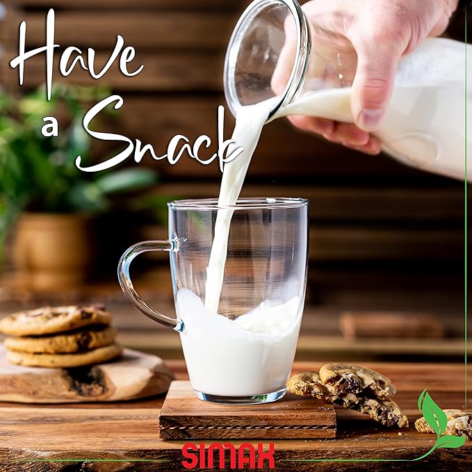 Simax Glass Coffee Mugs Set of 4 - 13.5 Oz Borosilicate Mugs for Hot Beverages, Tea, With Handles - Clear
