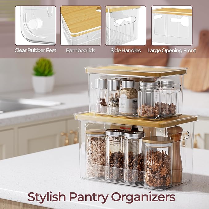 Delamu 2 Pack (XL+S) Trash Bag Dispenser, Stackable Garbage Bag Holder | Clear Acrylic Organizer Bins for Under Sink Organization, Pantry Storage, Cabinet, Kitchen, Laundry, Bathroom - Image 3