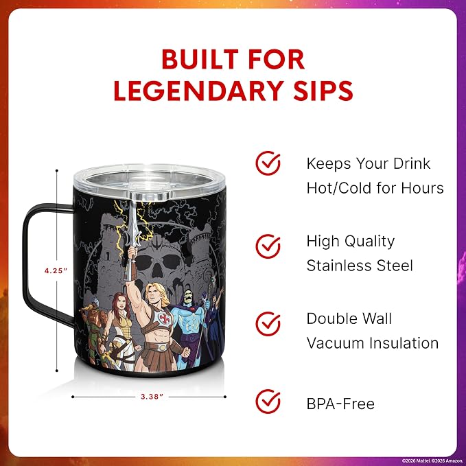Dragon Glassware x Masters of the Universe Stainless Steel Camp Mug, 12 oz | Insulated Stainless Steel Mug for Coffee, Tea, Matcha, Hot Beverages; Official Masters of the Universe 2026 Movie Mug - Image 3