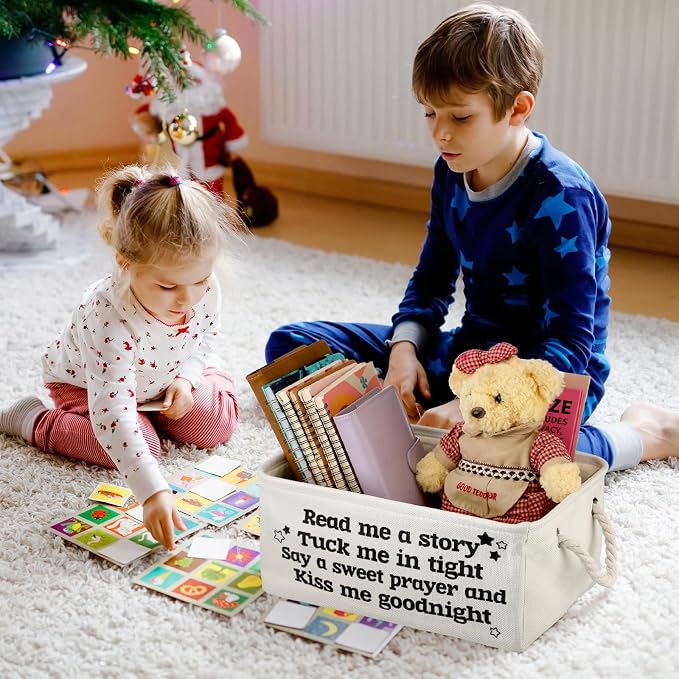 Marsui Read Me a Story Book Storage Basket, Tuck Me in Tight Book Storage Bin Bookish Accessories Organizer for Nursery Room, Classroom, Daycare Nursery Room Home Accessories Baby Shower Gifts - Image 5