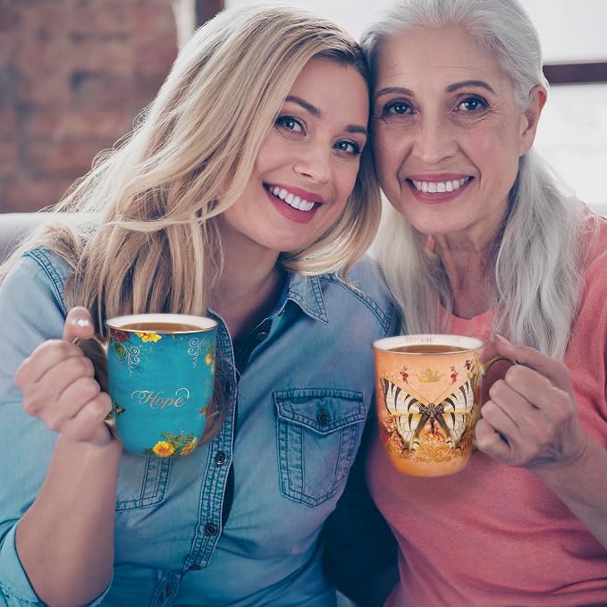 Christian Art Gifts Orange Butterfly Ceramic Coffee Mug with Gold Accents – 14 oz. Lead & Cadmium-free Inspirational Scripture Coffee and Tea Mug for Women & Men with Bible Verse: Grace –Ephesians 2:8 - Image 5