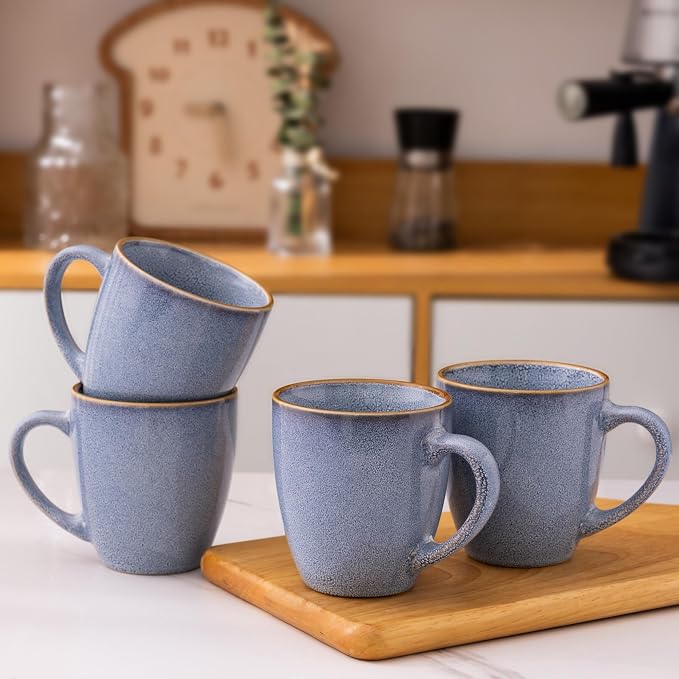 GBhome Ceramic Coffee Mugs Set of 6, 12oz Stoneware Coffee Mugs Set For Dad Mom Women MEN, Light Weight Ceramic Coffee Cups for Latte/Tea/Beer/Hot Cocoa, Dishwasher & Microwave Safe-Brunnera Blue - Image 6
