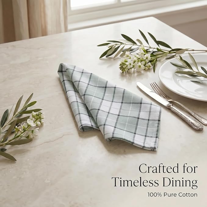 Urban Villa Cloth Napkins Cotton 20x20 (Set of 12) Majestic Checks - Image 8