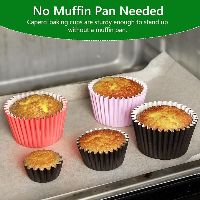 Caperci Heavy Duty Purple Jumbo Cupcake Muffin Liners for Baking - Extra Large 100pcs Grease-Resistant Paper Baking Cups, No Muffin Pan Needed, Odorless, Easily Peels (Orchid Purple) - Image 6