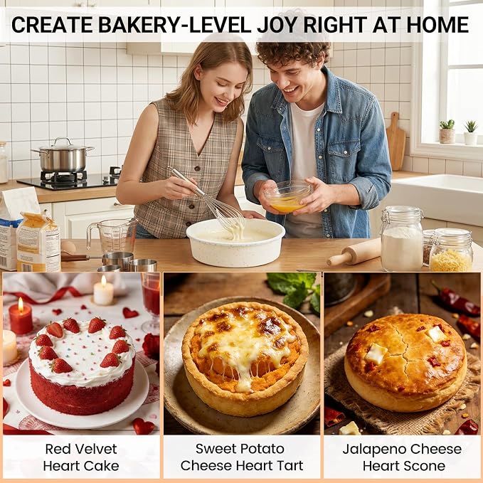 CAKETIME 8 Inch Silicone Round Cake Pan with Metal Reinforced Frame Set of 2, Non-stick & BPA Free, Even Heat Distribution, Stackable & Dishwasher Safe - Image 9
