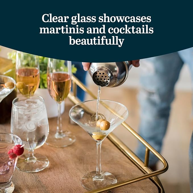 Libbey Vina Glassware Set, Classic, Triangular Martini Glasses Set of 6 for Martinis, Cocktails, Clear Cosmopolitan Glasses for Parties, Weddings - Image 4