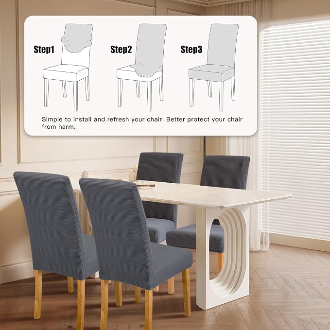 BIETYONE Waterproof Dining Chair Covers, Stretch Seat Protector, Washable | 4 Pack, Waterproof, Spill Resistant, Washable, Stretch Fit, Easy Clean Chair Protector - Image 2
