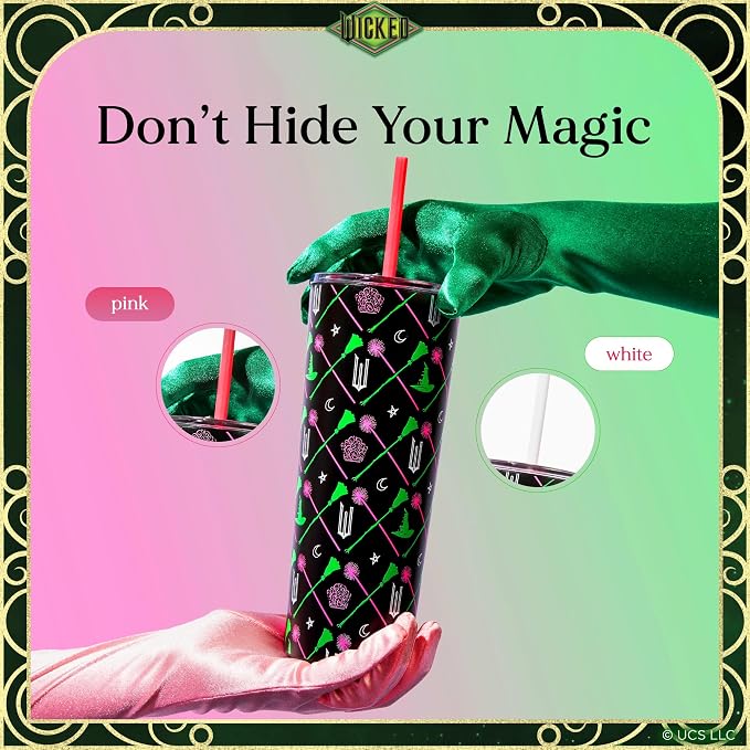 Dragon Glassware x Wicked Stainless Steel Tumbler with Straw, 24 oz - Green | Vacuum Insulated Wicked Cup with Lid & Straw For Water & Iced Tea; Official Wicked Merch - Image 6