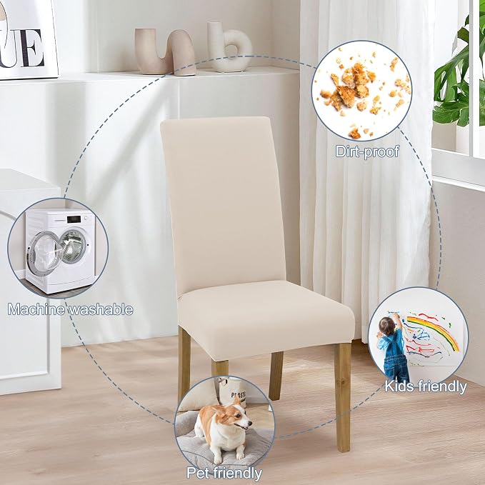 Dining Chair Covers, Stretch Seat Covers, Washable Furniture Protector | Washable, Stretch Fit, Soft, Non Slip, Dining Chair Covers, Seat Protector, Furniture Protector - Image 6