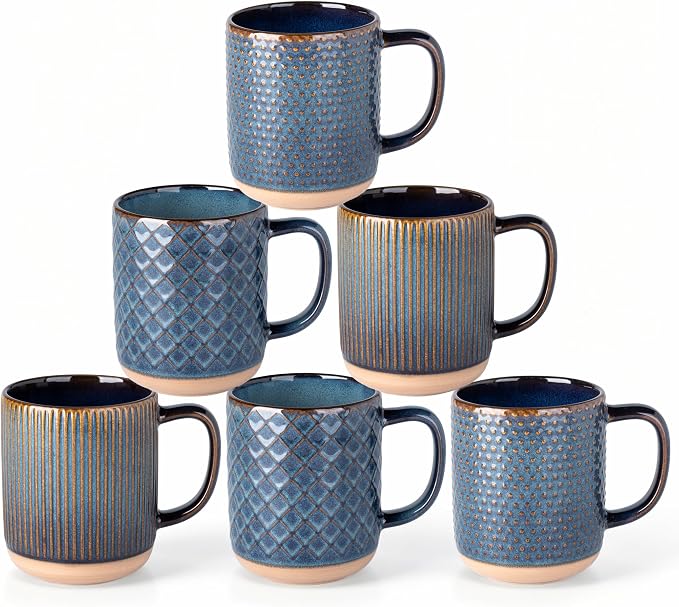 GBhome 16oz Coffee Mugs Set of 6, Large Stoneware Coffee Mugs, Dishwasher & Microwave Safe by GBhome