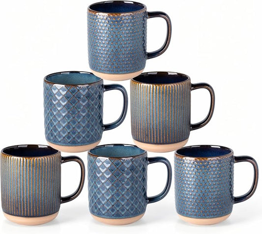 GBhome 16oz Coffee Mugs Set of 6, Large Stoneware Coffee Mugs, Dishwasher & Microwave Safe by GBhome