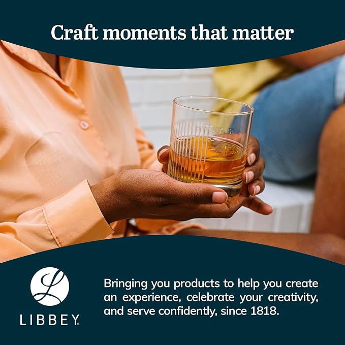 Libbey Cut Cocktails Rocks Glasses Set, Clean, Linear Glassware Drinking Glasses Set of 4, Dishwasher Safe Glasses for Weddings, Birthdays, and More - Image 6
