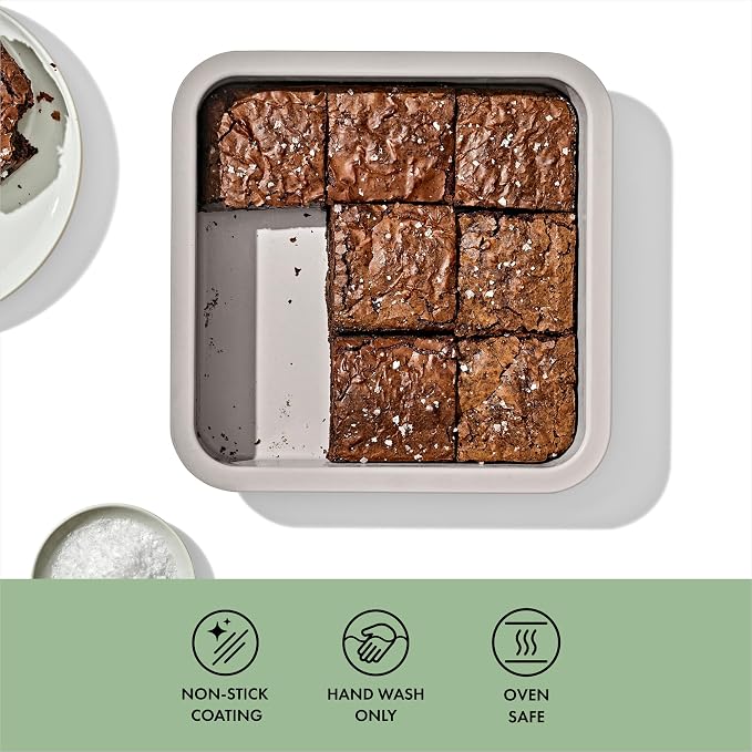 OXO Good Grips Non-Stick Pro Ceramic Coated Metal Bakeware Cake Pan — 9 in Square— Basil, Square Baking Pan for Cakes, Brownies and Cookies - Image 2