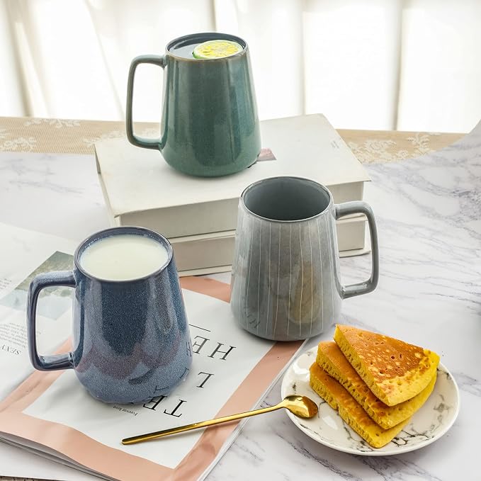 Large Ceramics Coffee Mugs,24 OZ,Large Handle Design,Extra Large Tea and Coffee Cup for Office and Home，Microwave And Dishwasher Safe(24 oz Gray) - Image 6