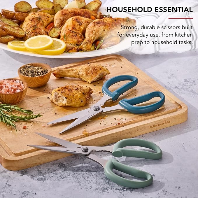 KitchenAid 2-Piece Multipurpose Shear Set, Versatile Scissors with Nutcracker, Bottle Opener, Ergonomic Handles with Protective Blade Covers - Image 2