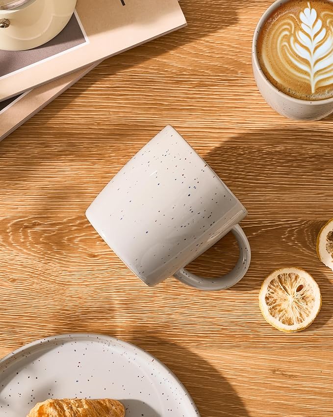 famiware Coffee Mugs Set of 4, Meteor 13 oz Ceramic Mug Cup Set with Handle for Coffee, Tea, Cappuccino, Latte, Milk, Creamy White - Image 2