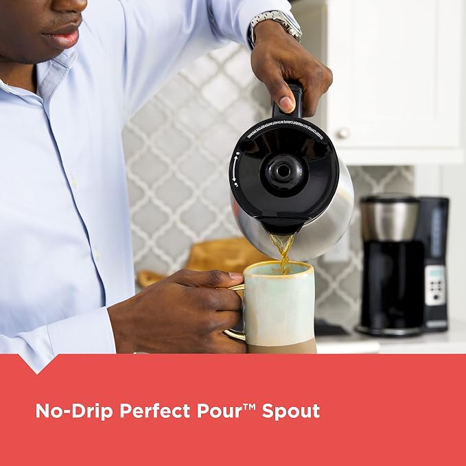 BLACK+DECKER 12 Cup Thermal Programmable Coffee Maker with Brew Strength and VORTEX Technology, Black/Steel, CM2046S | Programmable coffee maker with Vortex showerhead, brew strength control and mess-free Perfect Pour spout. - Image 7