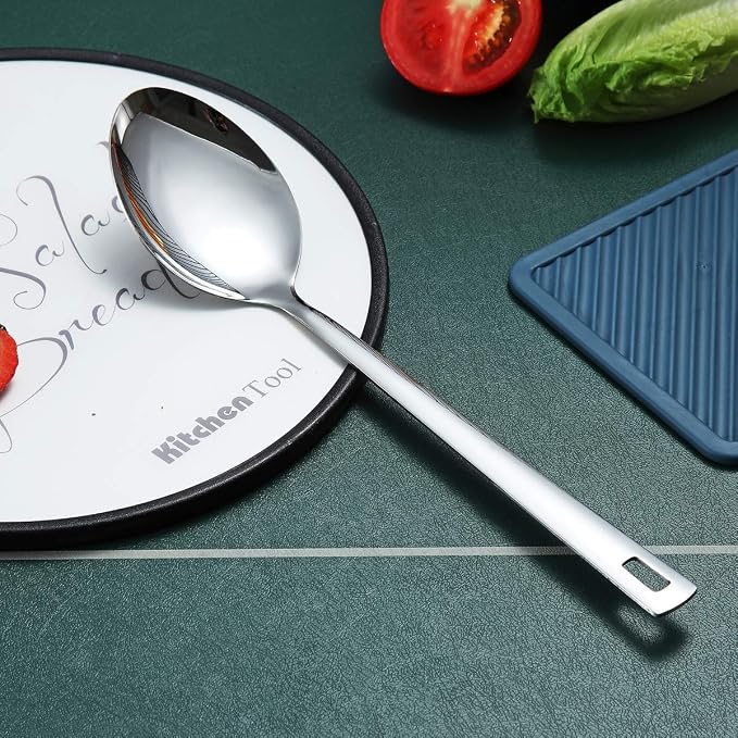 Cooking Spoon, Berglander Stainless Steel Solid Serving, Basting Spoon For Cooking, Kitchen Non-Stick And Heat Resistant, Dishwasher Safe, Easy to Clean - Image 3