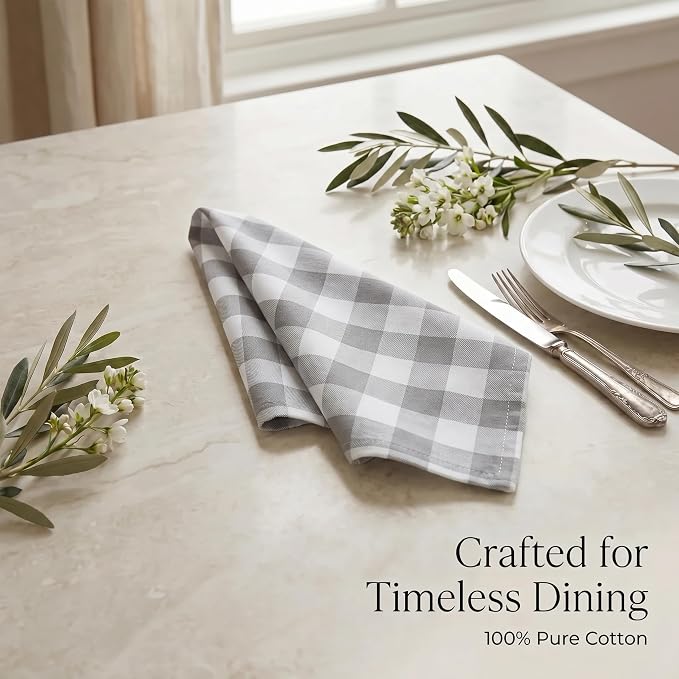 Urban Villa Cloth Napkins Cotton 20x20 (Set of 12) Grey - Image 8