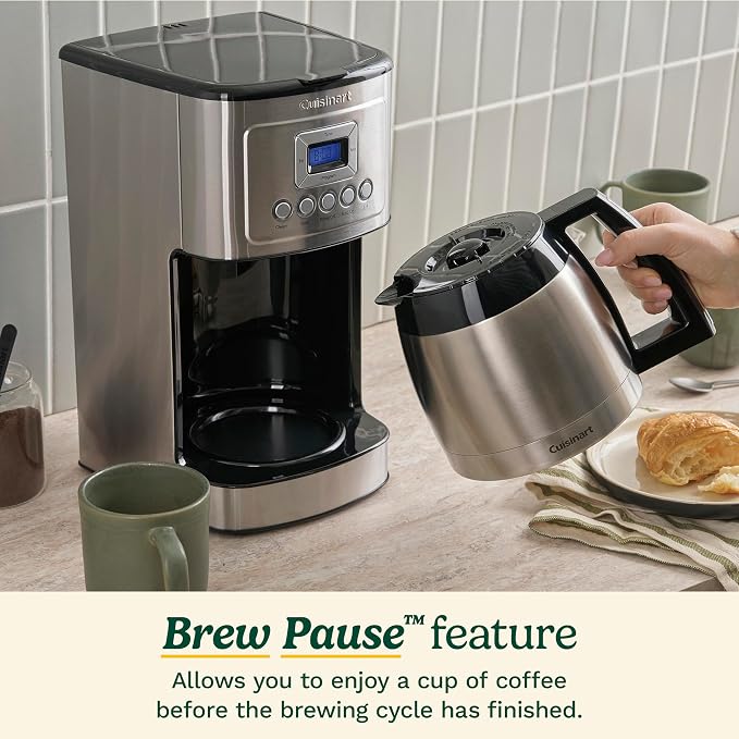 Cuisinart 12-Cup Coffee Maker, Programmable PerfecTemp Thermal Carafe Coffee Machine with 1-4 Cup Setting, Brew Strength Control and Brew Pause, Stainless Steel, DCC-3400NAS, Silver | Everyday coffee machine with 24-hour programmability, 1-4 cup settin... - Image 8
