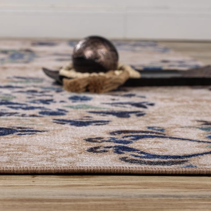 Superior Indoor Non-Slip Area Rug, Damask Medallion, Floor Decor, Bohemian Rug for Living Room, Bedroom, Office, Kitchen, Dining, Washable Rugs, Foam Back, Thalia Collection, 5' x 8', Cream - Image 7