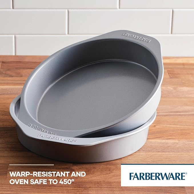 Farberware Golden Bake Nonstick Round Cake Pan Set, 2-Piece | Insulated Non Stick Round Cake Pan Set, Oven Safe to 450°F, Easy Release, Dishwasher Safe, in Gray - Image 7